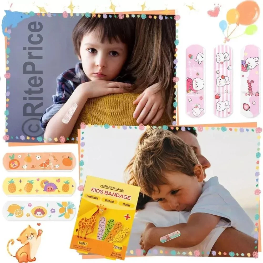 40 Pcs Kids Adhesive Bandages Character Animals, Girls, Boys AST (2 Pack) - New